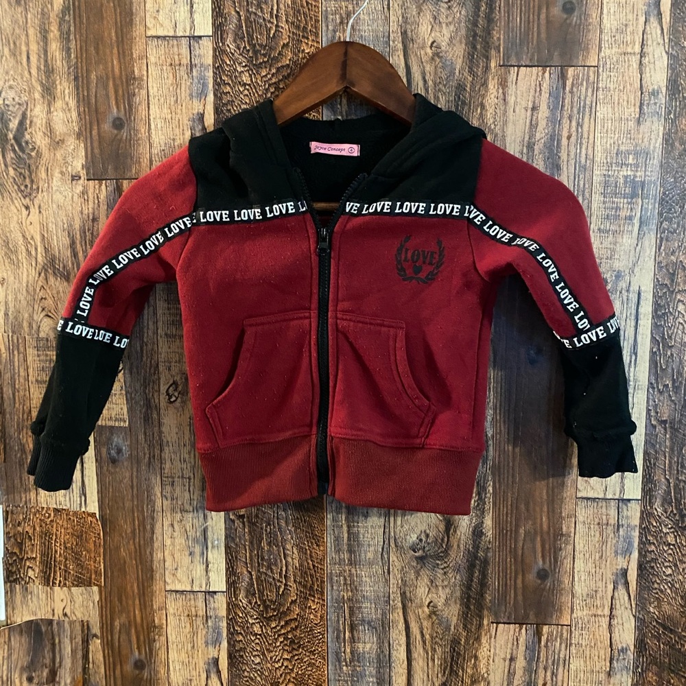 Joyce concept girls hoodie size 4 red & black